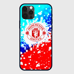 Чехол для iPhone 12 Pro Манчестер Юнайтед неон, цвет: 3D-черный