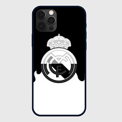 Чехол для iPhone 12 Pro Реал Мадрид огонь белый, цвет: 3D-черный