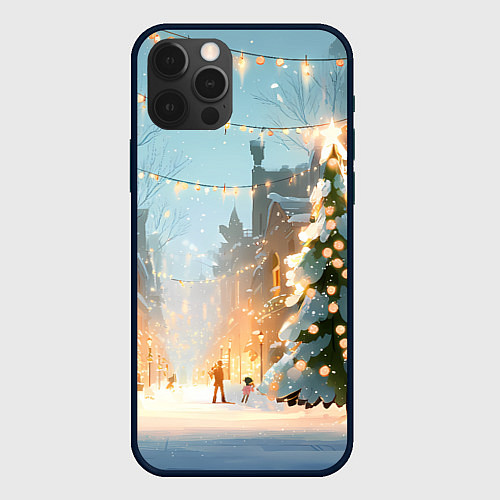 Чехол iPhone 12 Pro Новогодняя елочка / 3D-Черный – фото 1