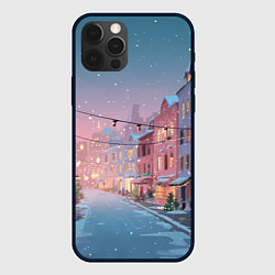 Чехол для iPhone 12 Pro Новогодняя улица, цвет: 3D-черный