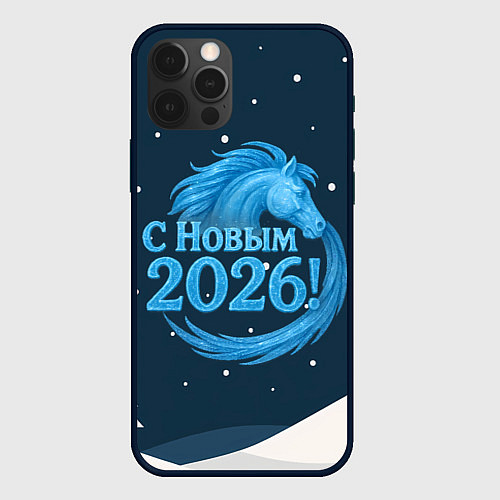 Чехол iPhone 12 Pro С Новым 2026 снежная надпись / 3D-Черный – фото 1