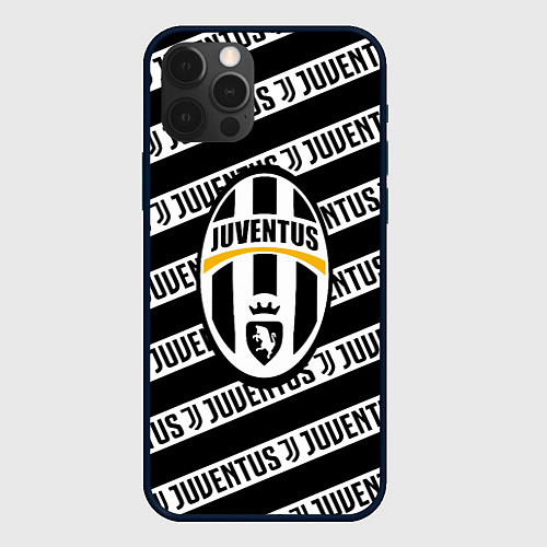 Чехол iPhone 12 Pro Ювентус полосы линии спорт / 3D-Черный – фото 1