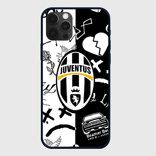 Чехол iPhone 12 Pro Lill Peep x juventus logo / 3D-Черный – фото 1