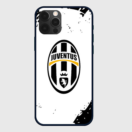 Чехол iPhone 12 Pro Ювентус краски черно белые всплеск / 3D-Черный – фото 1
