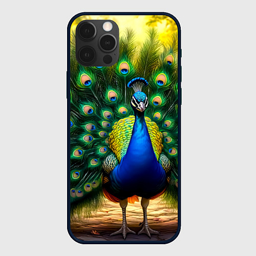 Чехол iPhone 12 Pro Царственный павлин / 3D-Черный – фото 1