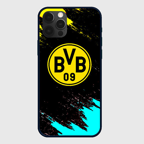 Чехол iPhone 12 Pro Borussia краски штрихи / 3D-Черный – фото 1