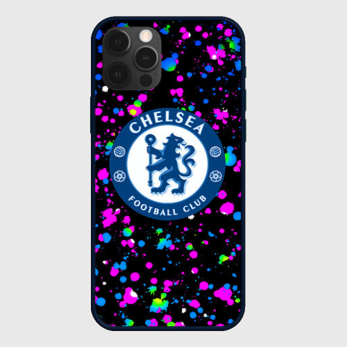 Чехол iPhone 12 Pro Челси неоновые краски / 3D-Черный – фото 1