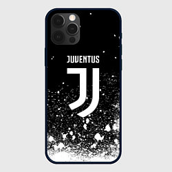 Чехол для iPhone 12 Pro Ювентус всплеск белых красок, цвет: 3D-черный
