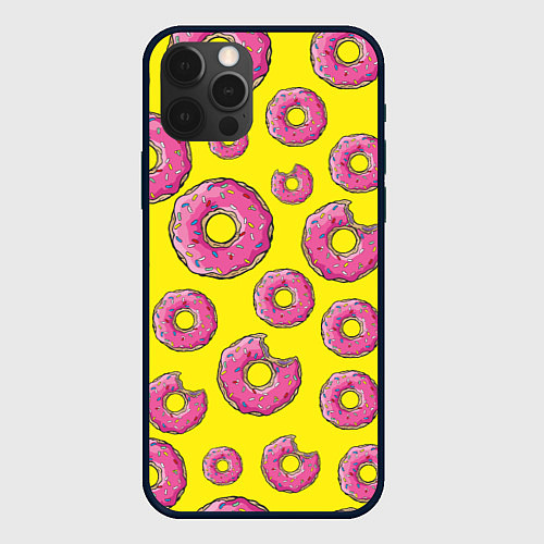 Чехол iPhone 12 Pro Пончики Гомера / 3D-Черный – фото 1
