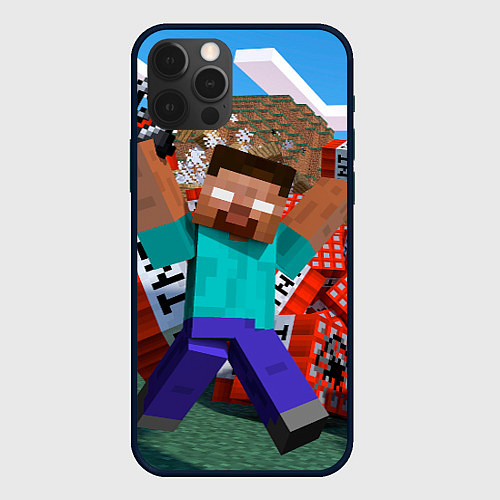 Чехол iPhone 12 Pro Minecraft Man / 3D-Черный – фото 1