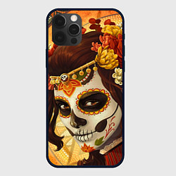 Чехол для iPhone 12 Pro Девушка. Сахарный череп, цвет: 3D-черный