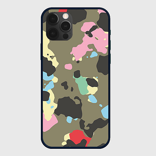 Чехол iPhone 12 Pro Камуфляж: микс цветов / 3D-Черный – фото 1