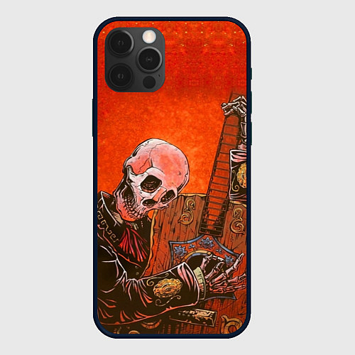 Чехол iPhone 12 Pro Скелет с гитарой / 3D-Черный – фото 1