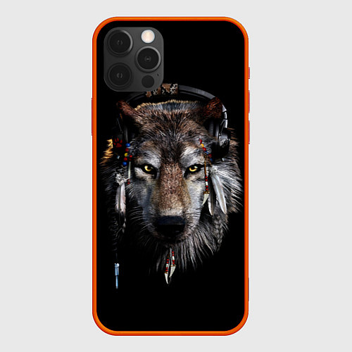 Чехол iPhone 12 Pro Волк-шаман / 3D-Красный – фото 1