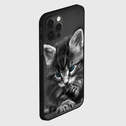 Чехол для iPhone 12 Pro Голубоглазый котенок, цвет: 3D-черный — фото 2