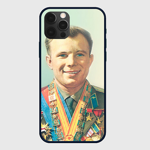 Чехол iPhone 12 Pro Гагарин в орденах / 3D-Черный – фото 1