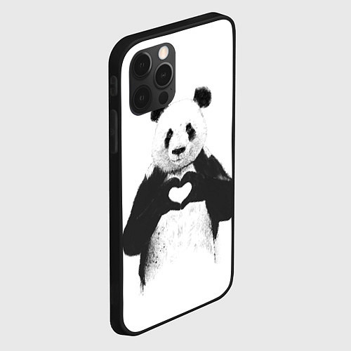 Чехол iPhone 12 Pro Panda Love / 3D-Черный – фото 2