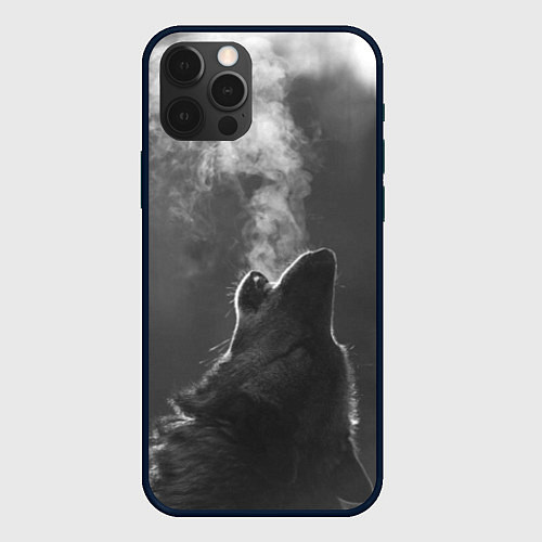 Чехол iPhone 12 Pro Воющий волк / 3D-Черный – фото 1