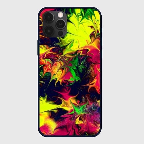 Чехол iPhone 12 Pro Кислотный взрыв / 3D-Черный – фото 1