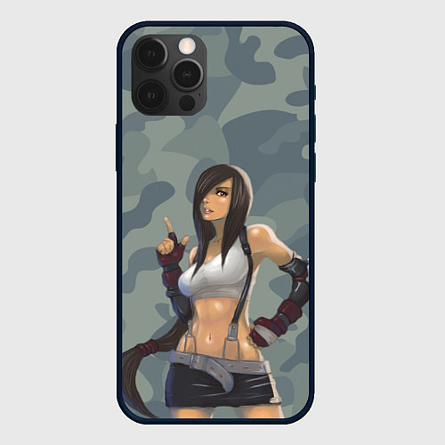 Чехол iPhone 12 Pro Военная девушка Тифа Локхарт - Final Fantasy / 3D-Черный – фото 1