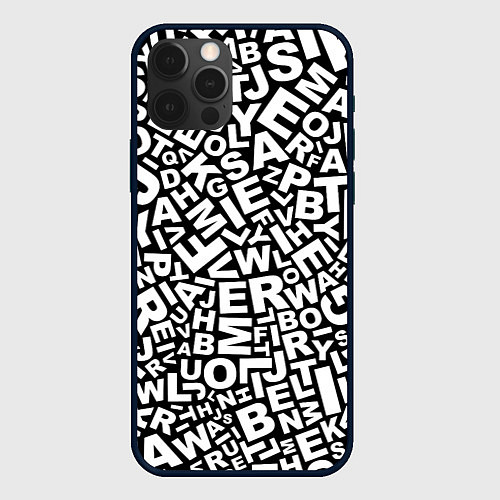 Чехол iPhone 12 Pro Английский алфавит / 3D-Черный – фото 1