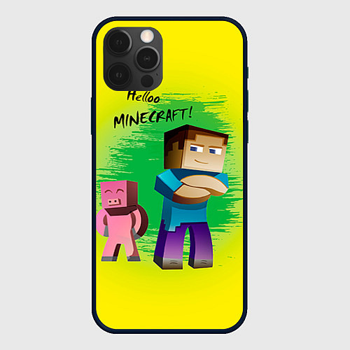 Чехол iPhone 12 Pro Hello Minecraft / 3D-Черный – фото 1