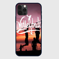 Чехол для iPhone 12 Pro Пляжный волейбол на закате, цвет: 3D-черный