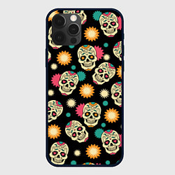 Чехол для iPhone 12 Pro День мертвецов - черепа, цвет: 3D-черный