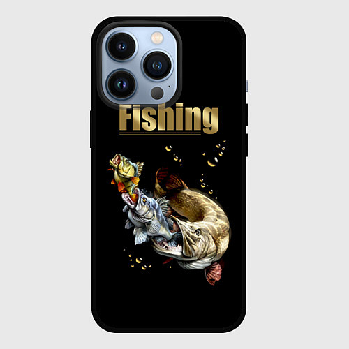 Чехол iPhone 13 Pro Gold Fishing / 3D-Черный – фото 1