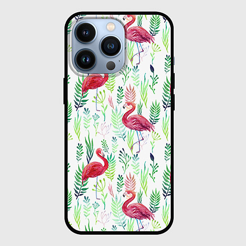 Чехол iPhone 13 Pro Цветы и бабочки 2 / 3D-Черный – фото 1