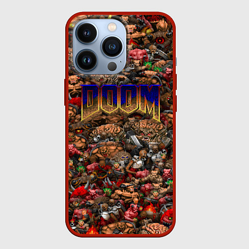 Чехол iPhone 13 Pro DOOM: Pixel Monsters / 3D-Красный – фото 1