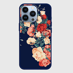 Чехол для iPhone 13 Pro Fashion flowers, цвет: 3D-тёмно-синий