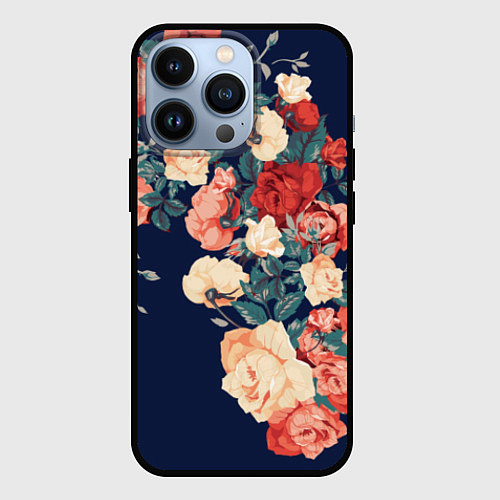 Чехол iPhone 13 Pro Fashion flowers / 3D-Черный – фото 1