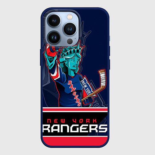 Чехол iPhone 13 Pro New York Rangers / 3D-Тёмно-синий – фото 1