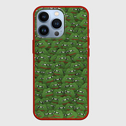 Чехол для iPhone 13 Pro Грустные лягушки, цвет: 3D-красный