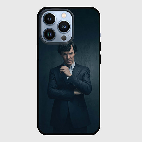 Чехол iPhone 13 Pro Шерлок в костюме / 3D-Черный – фото 1
