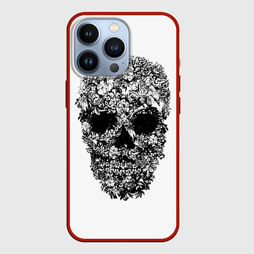 Чехол iPhone 13 Pro Череп / 3D-Красный – фото 1