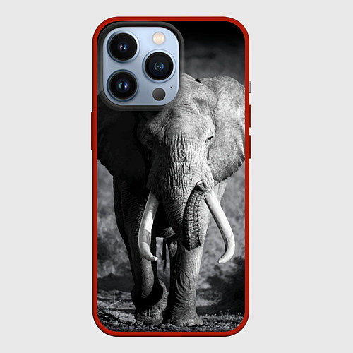 Чехол iPhone 13 Pro Бегущий слон / 3D-Красный – фото 1