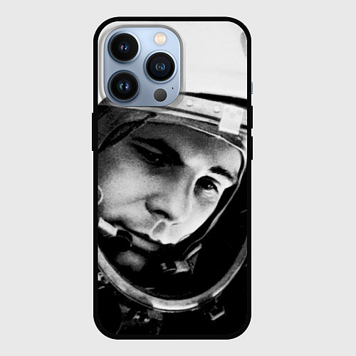 Чехол iPhone 13 Pro Гагарин космонавт / 3D-Черный – фото 1
