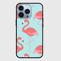 Чехол iPhone 13 Pro Розовые фламинго
