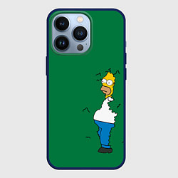 Чехол для iPhone 13 Pro Гомер в кустах, цвет: 3D-тёмно-синий
