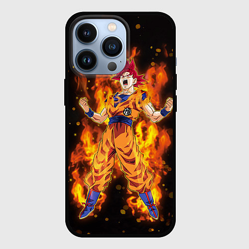 Чехол iPhone 13 Pro Fire Goku / 3D-Черный – фото 1