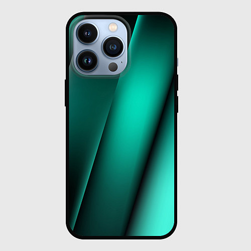 Чехол iPhone 13 Pro Emerald lines / 3D-Черный – фото 1