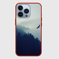 Чехол для iPhone 13 Pro Орел над Лесом, цвет: 3D-красный
