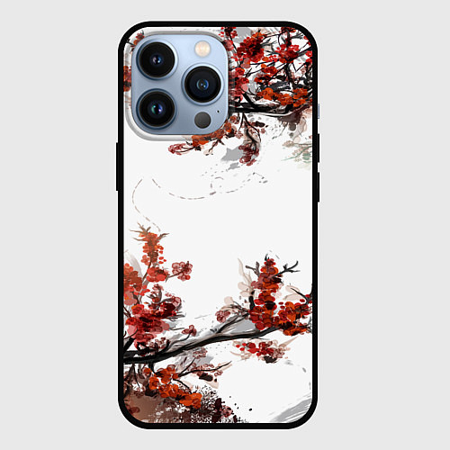 Чехол iPhone 13 Pro САКУРА / 3D-Черный – фото 1