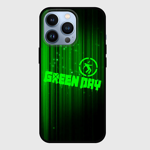 Чехол iPhone 13 Pro Green Day лучи / 3D-Черный – фото 1