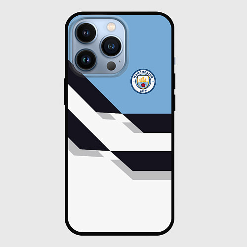 Чехол iPhone 13 Pro Manchester City FC: White style / 3D-Черный – фото 1