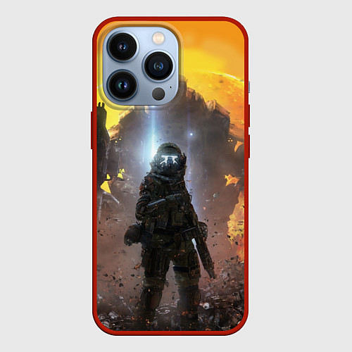 Чехол iPhone 13 Pro Titanfall: Robots War / 3D-Красный – фото 1