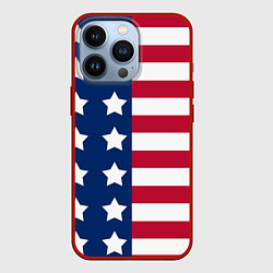 Чехол для iPhone 13 Pro USA Flag, цвет: 3D-красный
