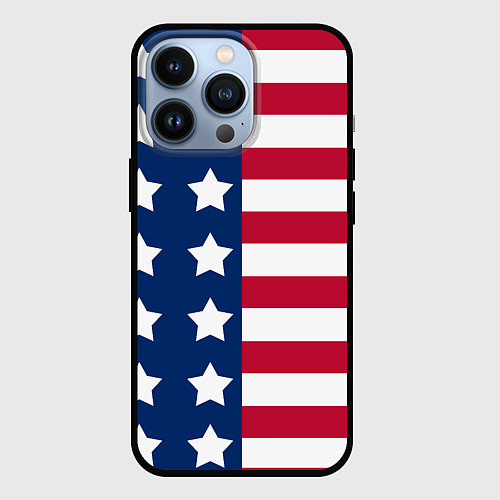 Чехол iPhone 13 Pro USA Flag / 3D-Черный – фото 1